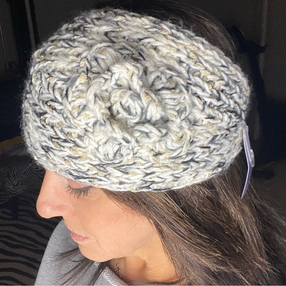CLAIRES Head Wrap Ear Warmer Beige Gray Black Gold NWT - Picture 3 of 7
